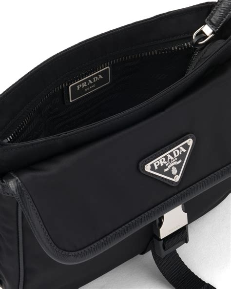 prada nylon and saffiano leather shoulder bag